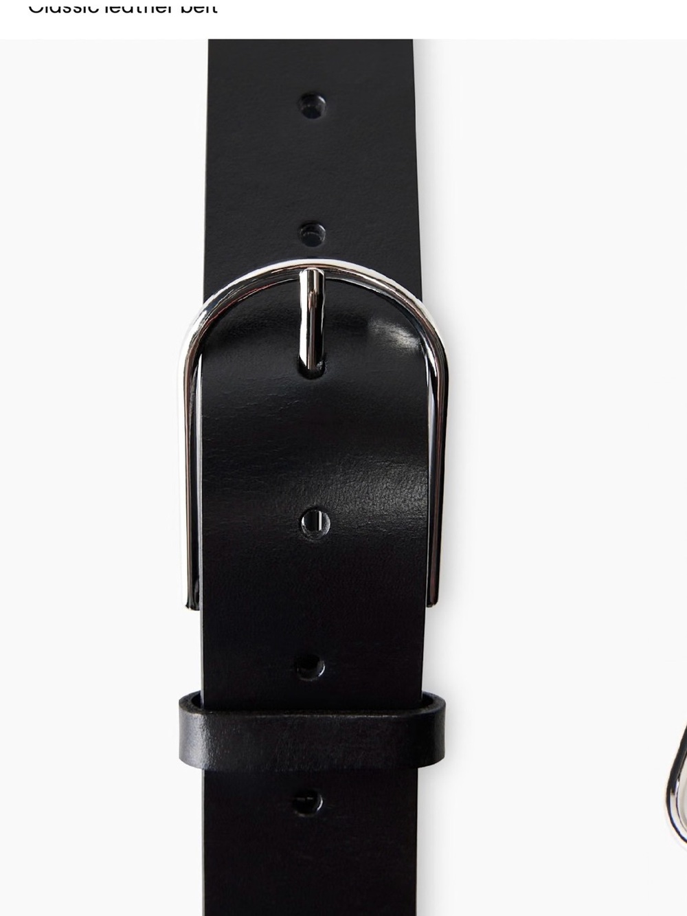 Babaton Black Leather Belt with Curved Silver Buckle